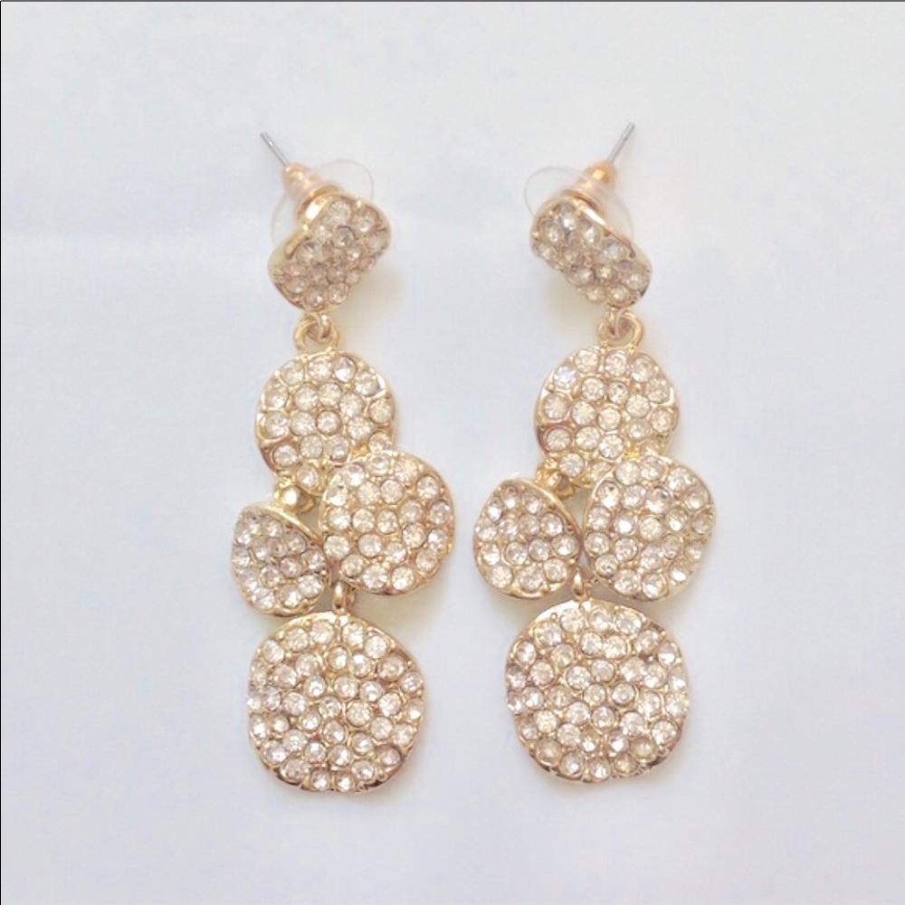 Gold Pave Drop Earrings